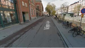 Bilder som visar Västra Ågatan utanför Norrlands nation och hur gaturummet kan utformas istället.